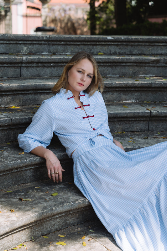 Lotus Baby Blue Vichy Blouse