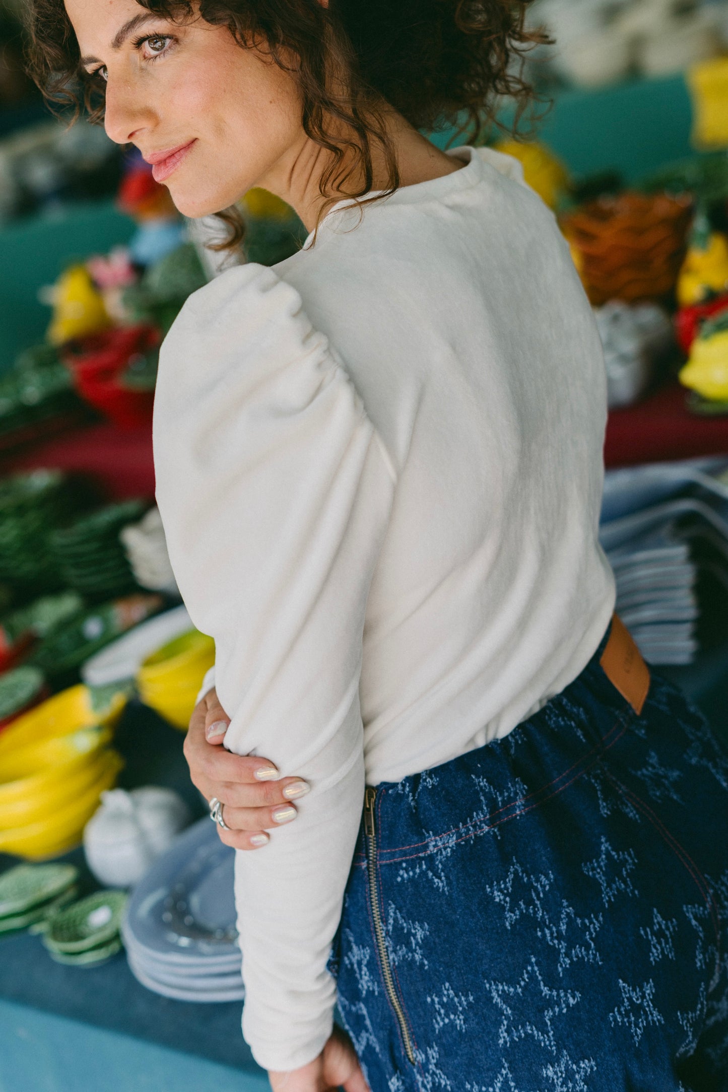 Loop White Velvet Pullover