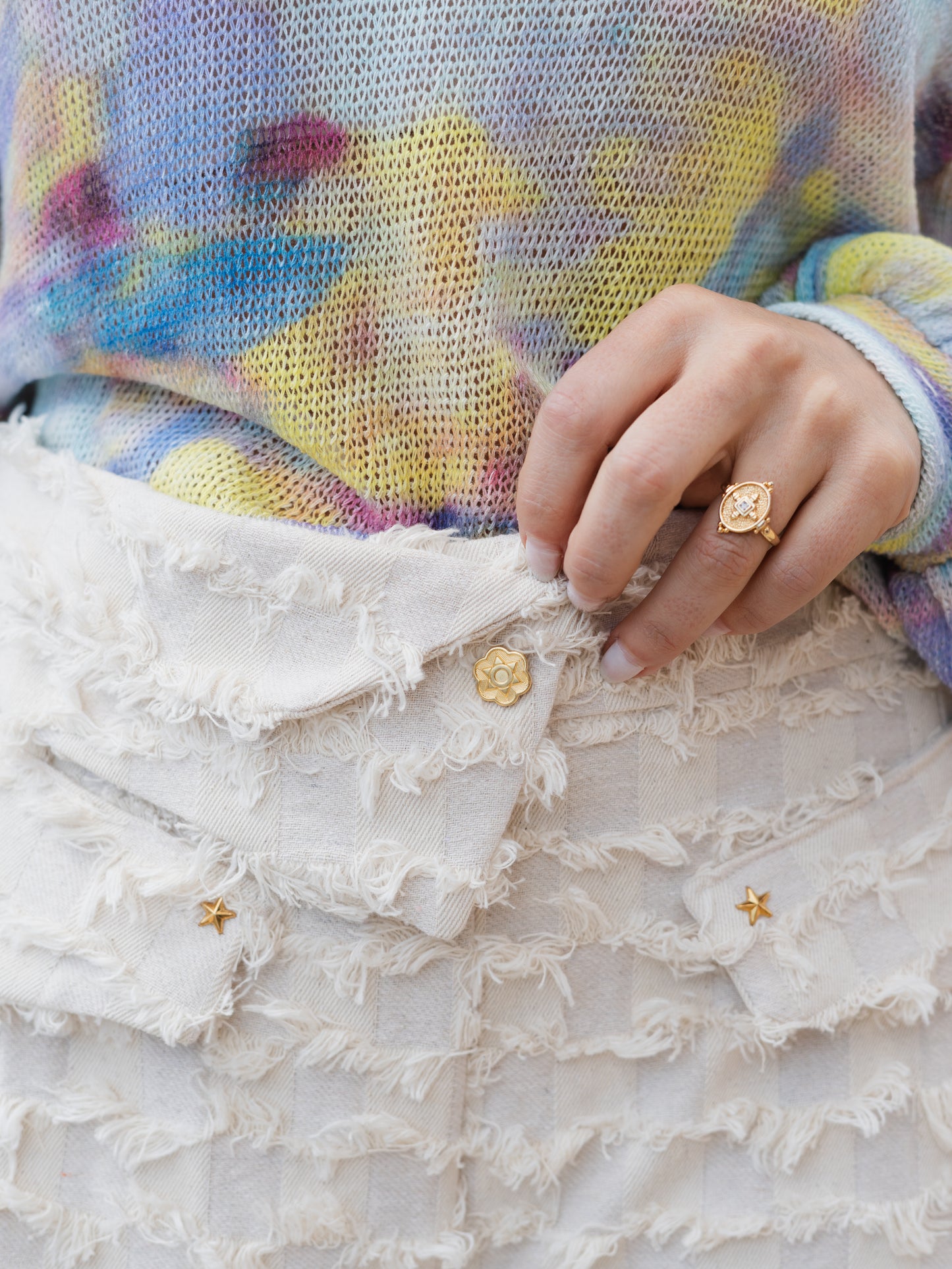 Stellar Cream Denim Trousers