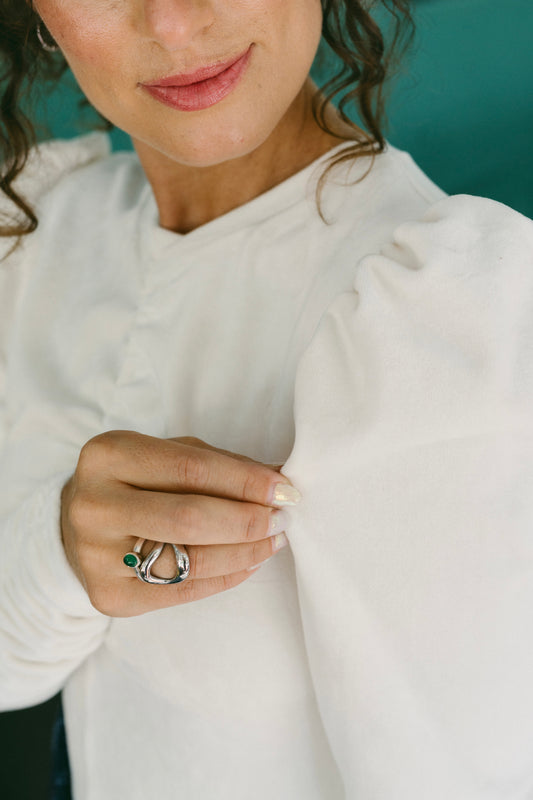 Loop White Velvet Pullover