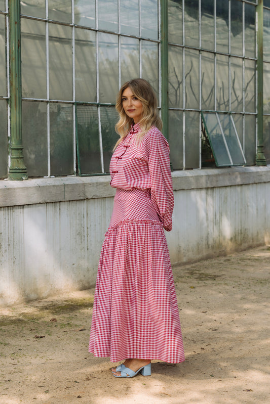 Lotus Red Vichy Skirt