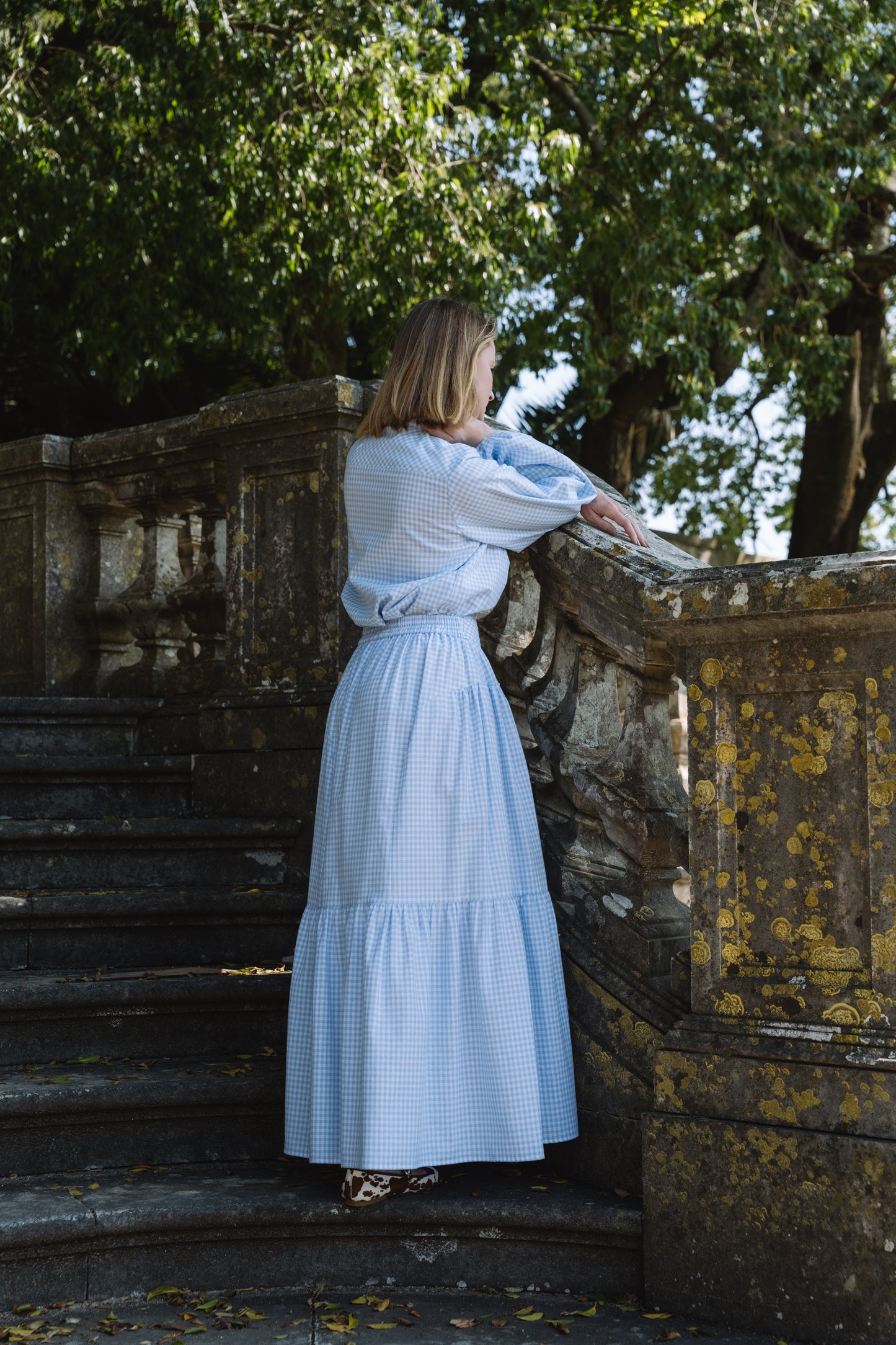 Lotus Baby Blue Vichy Skirt