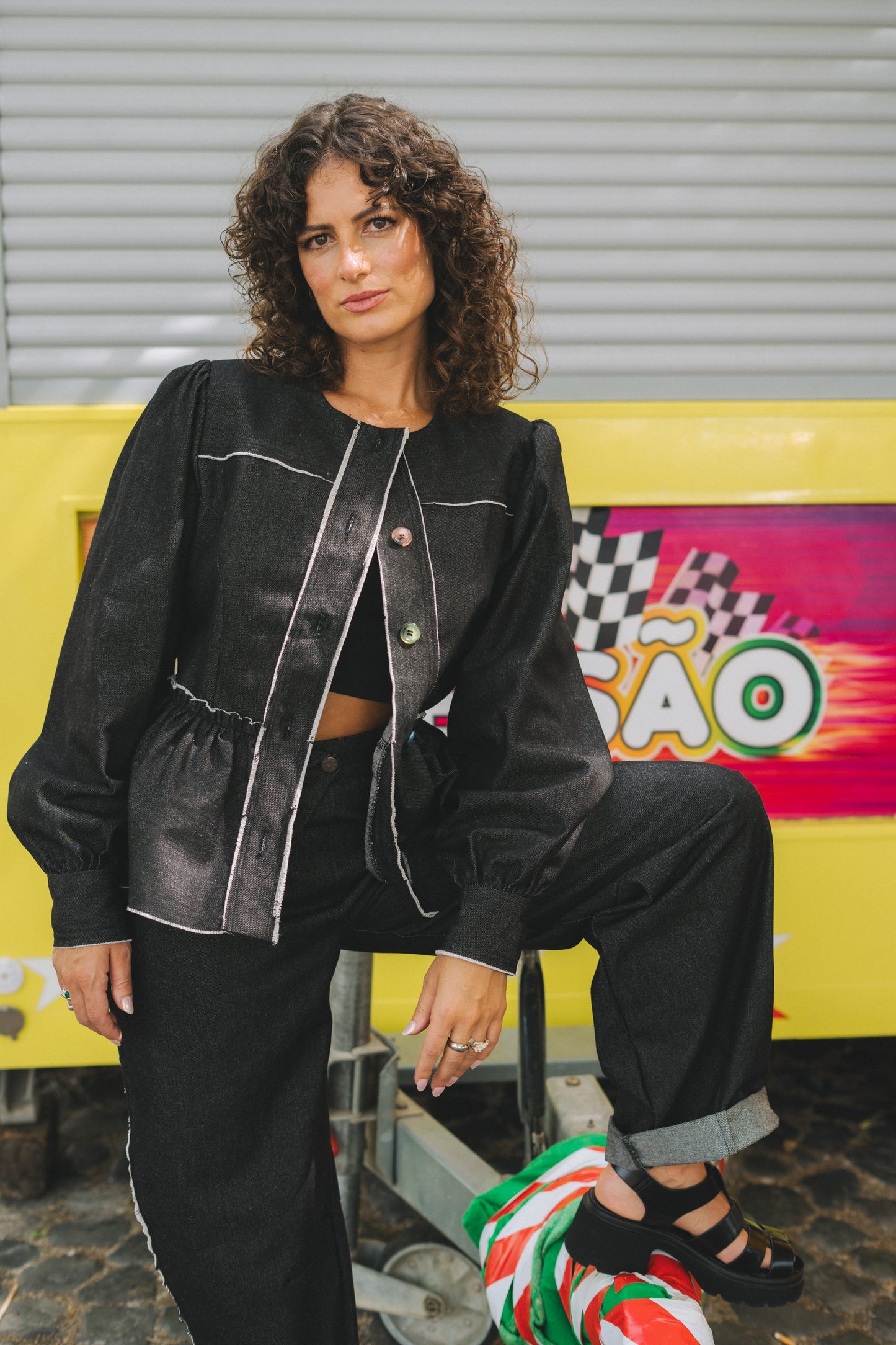 Stellar Black Denim Blouse