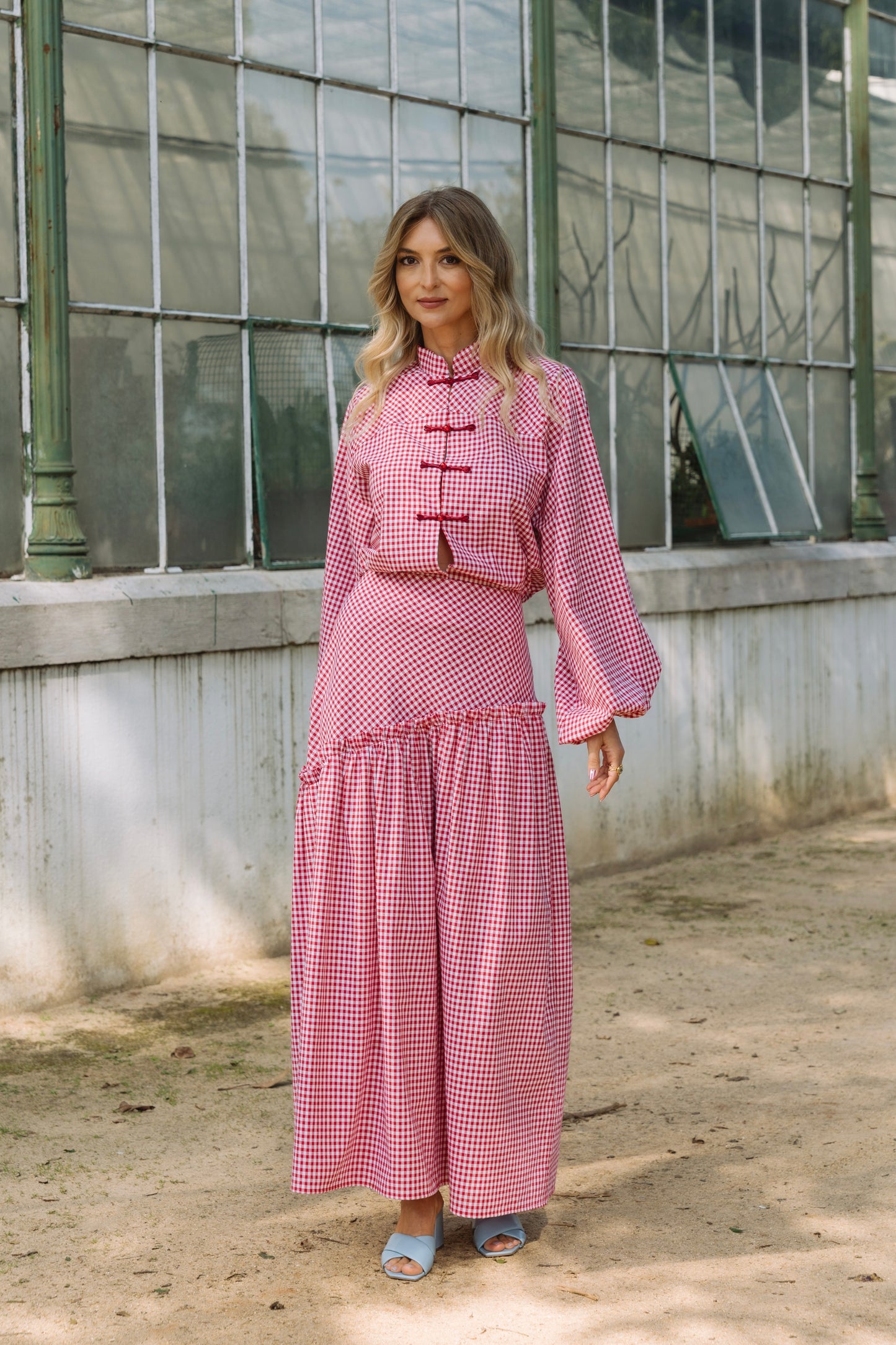 Lotus Red Vichy Skirt