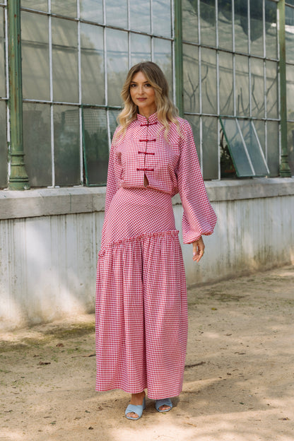 Lotus Red Vichy Skirt