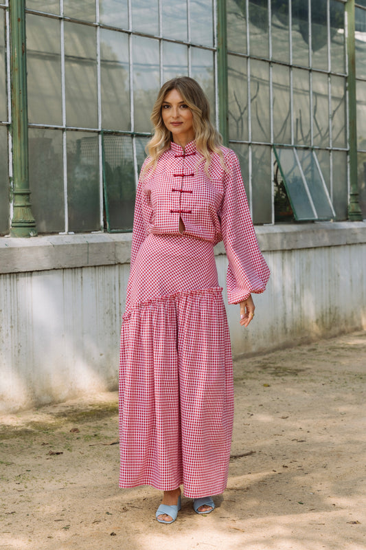 Lotus Red Vichy Skirt