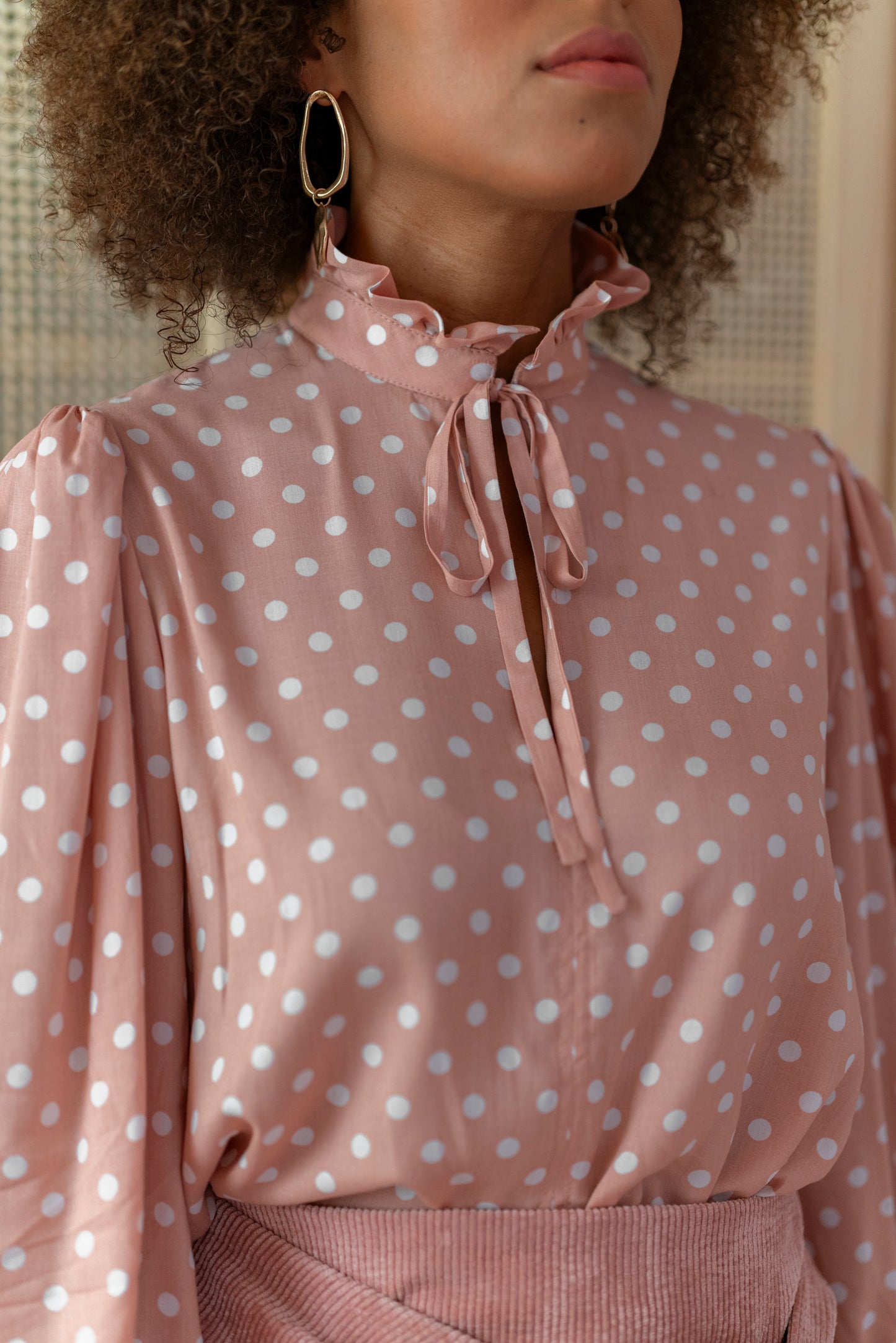 Heart Old Rose Polkadots Blouse