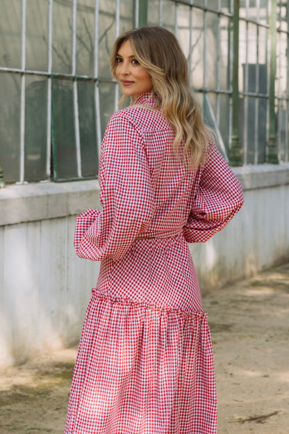 Lotus Red Vichy Skirt