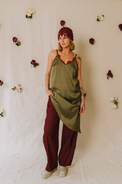 Slipline Olive Dress