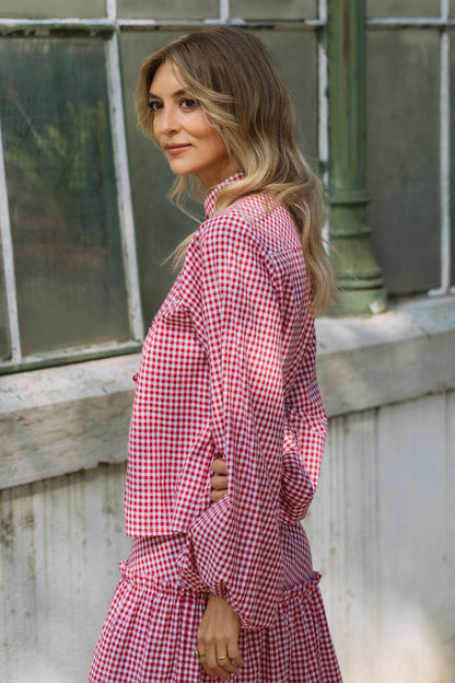 Lotus Red Vichy Blouse