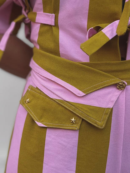 Stellar Stripes Olive & Pink Trousers