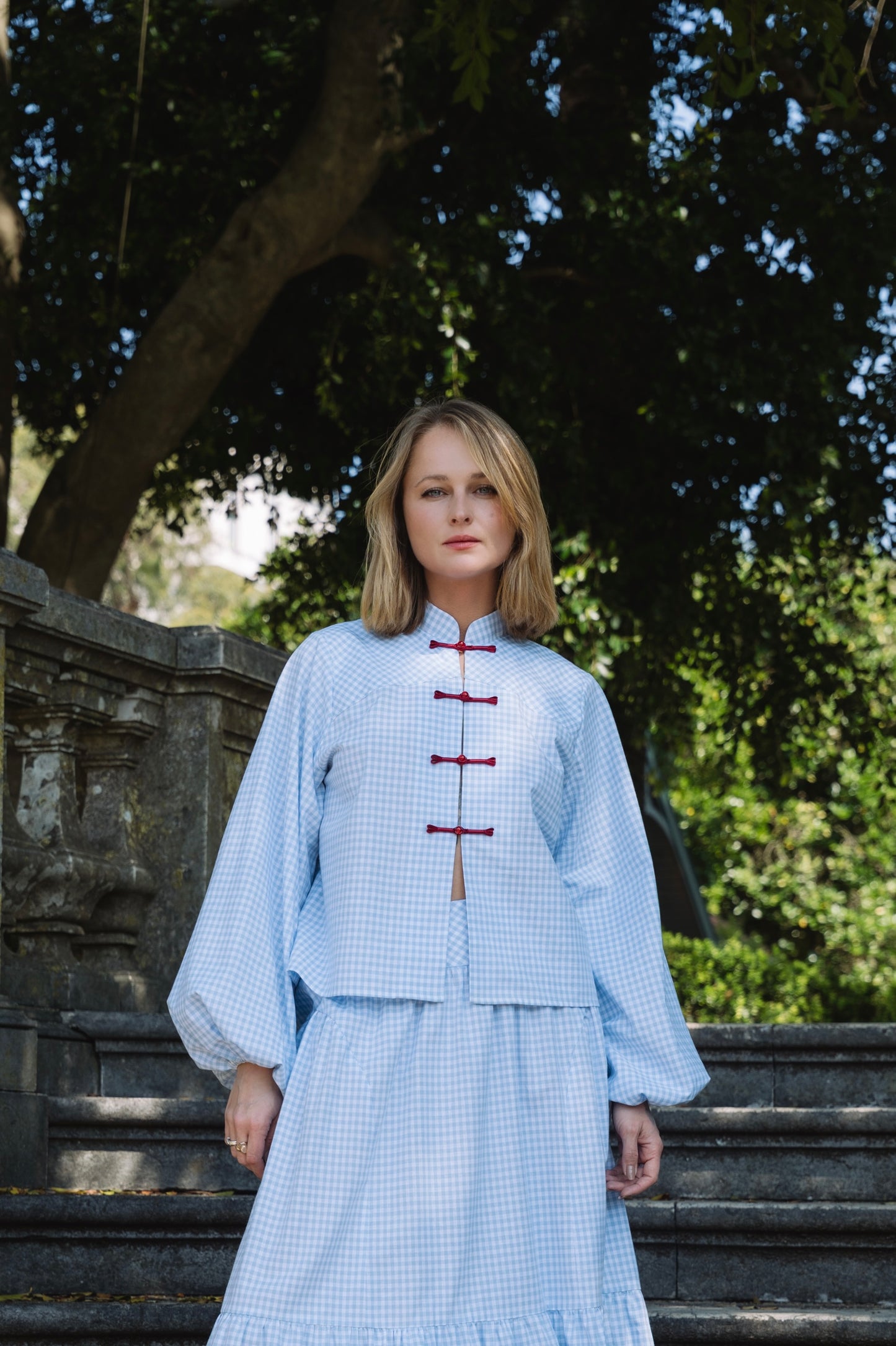 Lotus Baby Blue Vichy Blouse