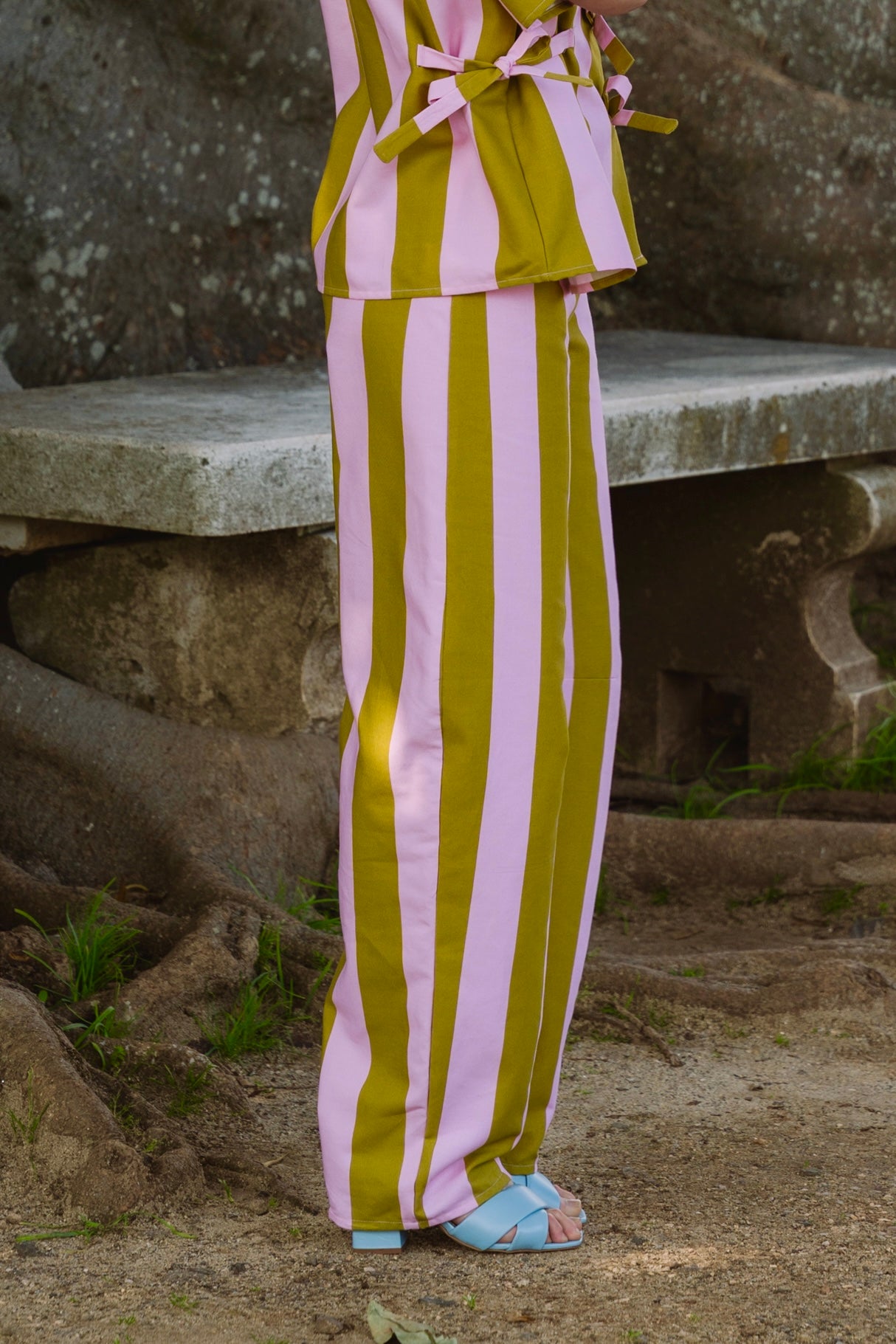 Stellar Stripes Olive & Pink Trousers
