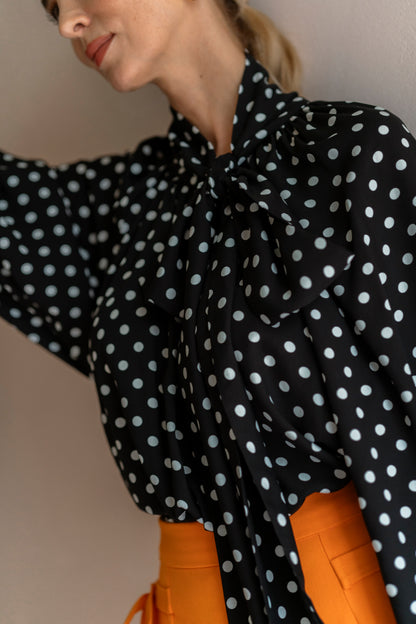 Sunday Polkadots Black & Cream Blouse