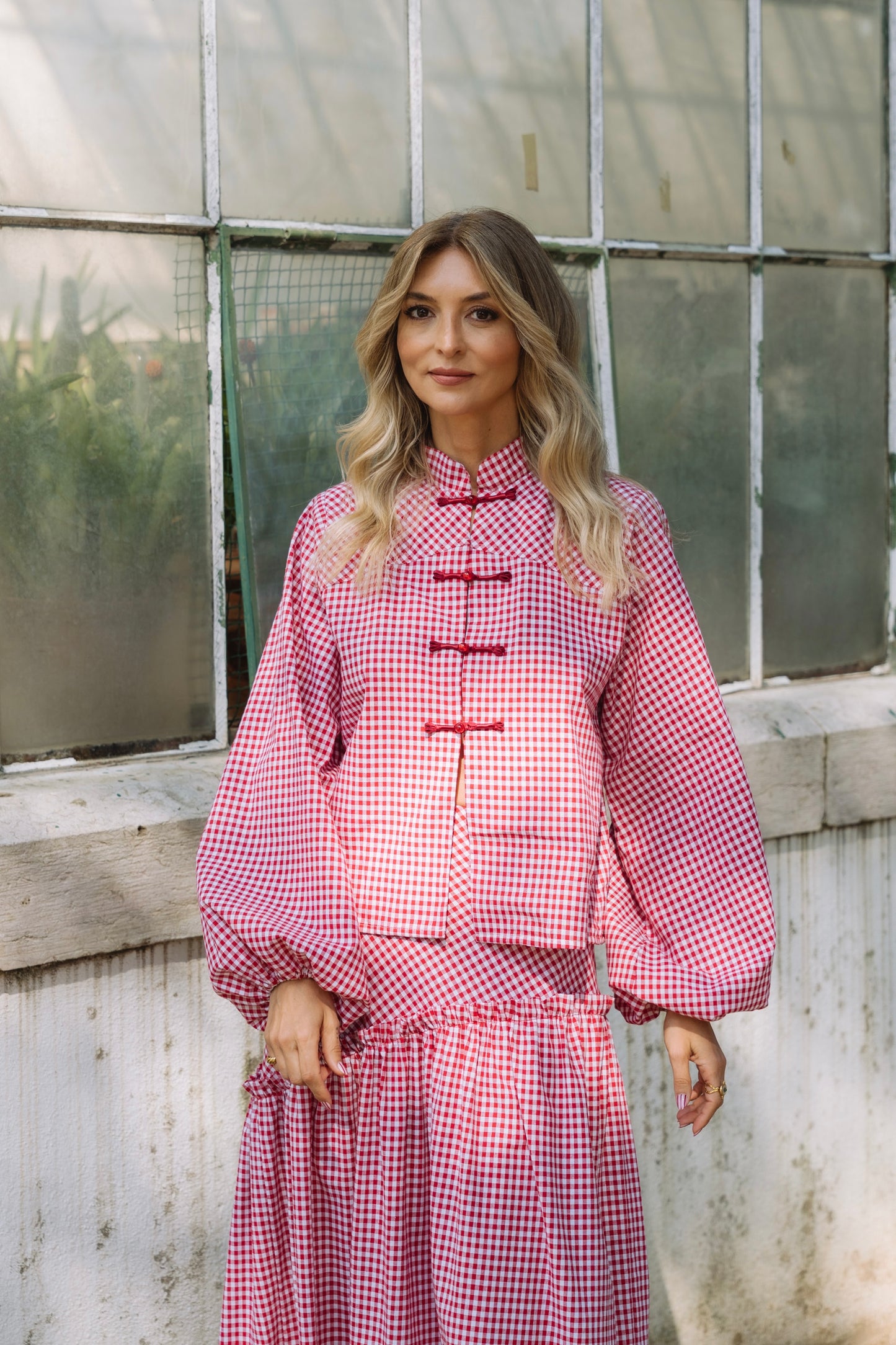 Lotus Red Vichy Blouse