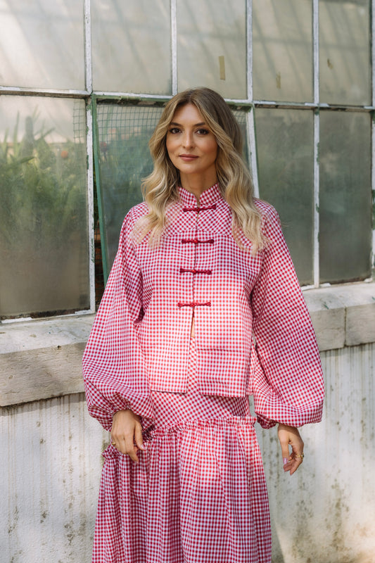 Lotus Red Vichy Blouse