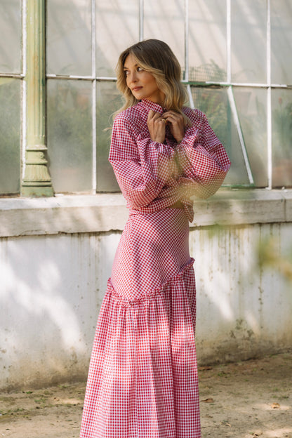 Lotus Red Vichy Skirt