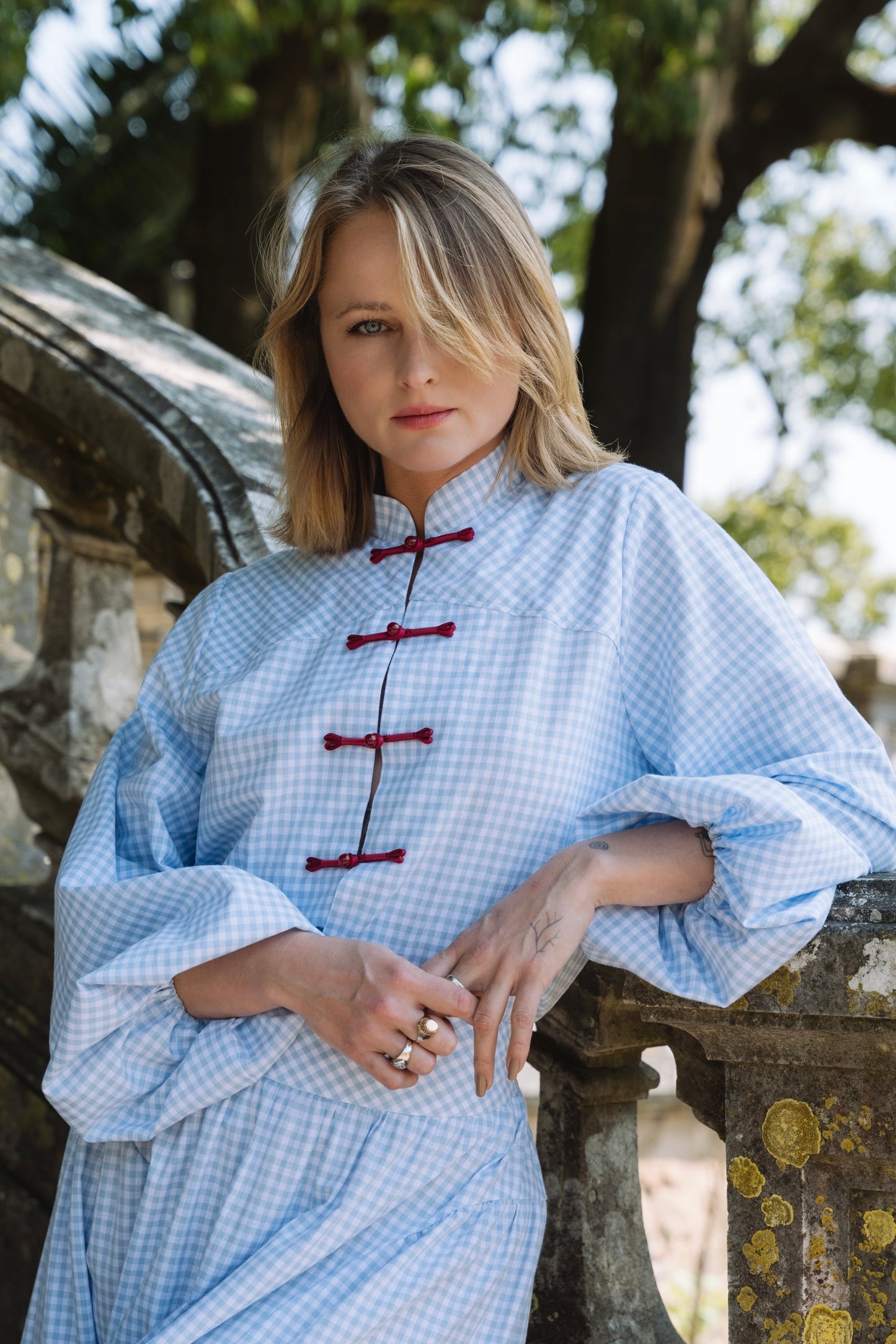 Lotus Baby Blue Vichy Blouse