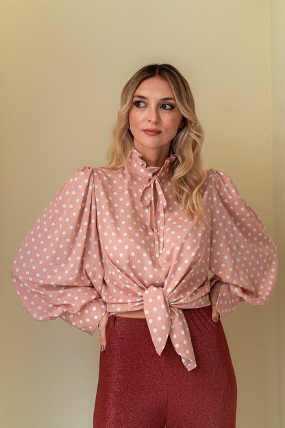 Heart Old Rose Polkadots Blouse