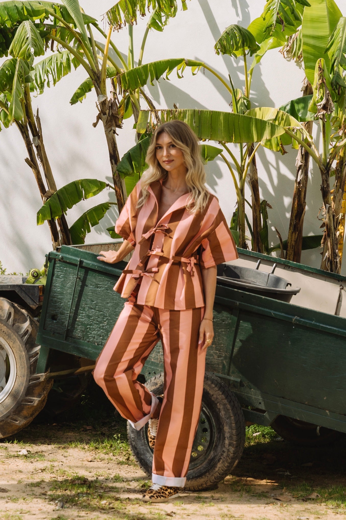 Stellar Stripes Caramel & Peach Trousers