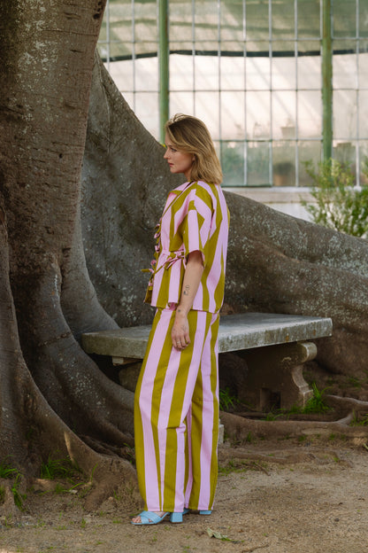 Stellar Stripes Olive & Pink Trousers