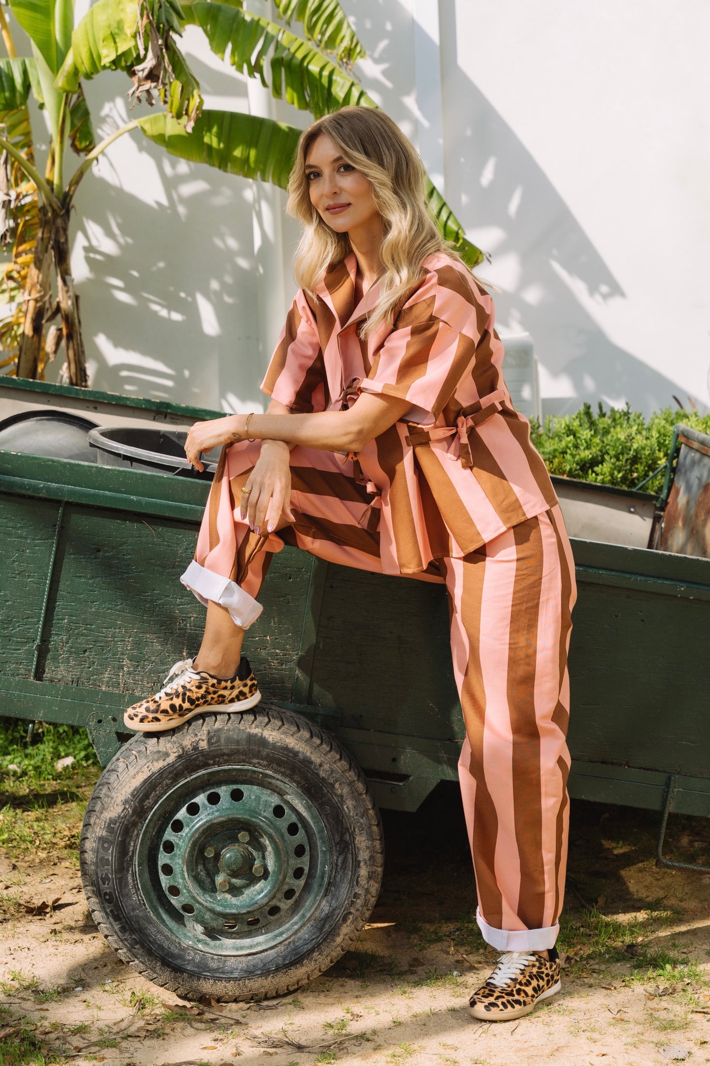 Stellar Stripes Caramel & Peach Trousers