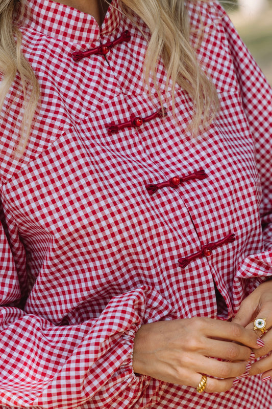 Lotus Red Vichy Blouse