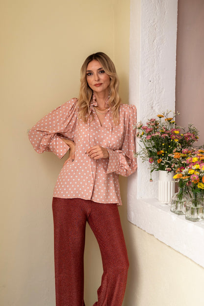 Heart Old Rose Polkadots Blouse