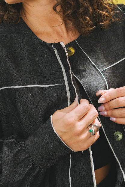 Stellar Black Denim Blouse