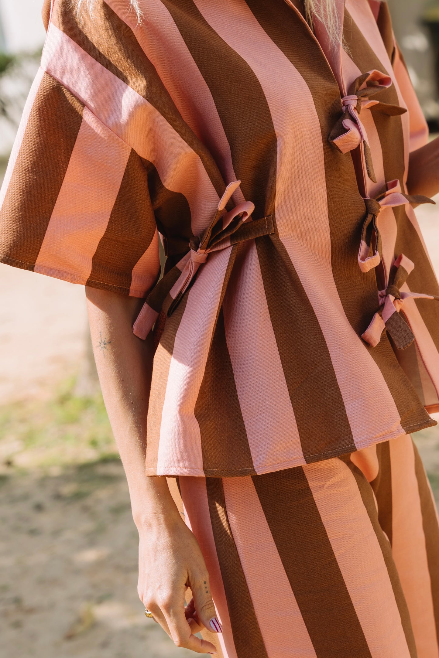 Zaya Stripes Caramel & Peach Blouse