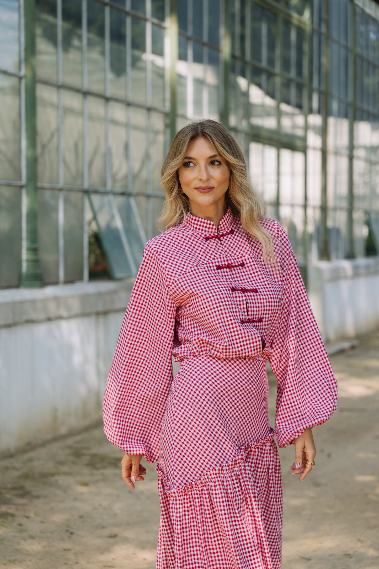 Lotus Red Vichy Blouse