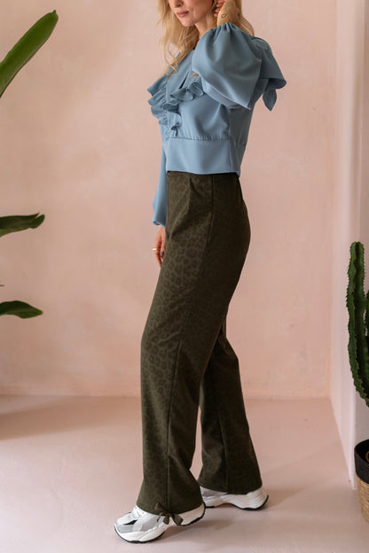 Leopard Olive Trousers