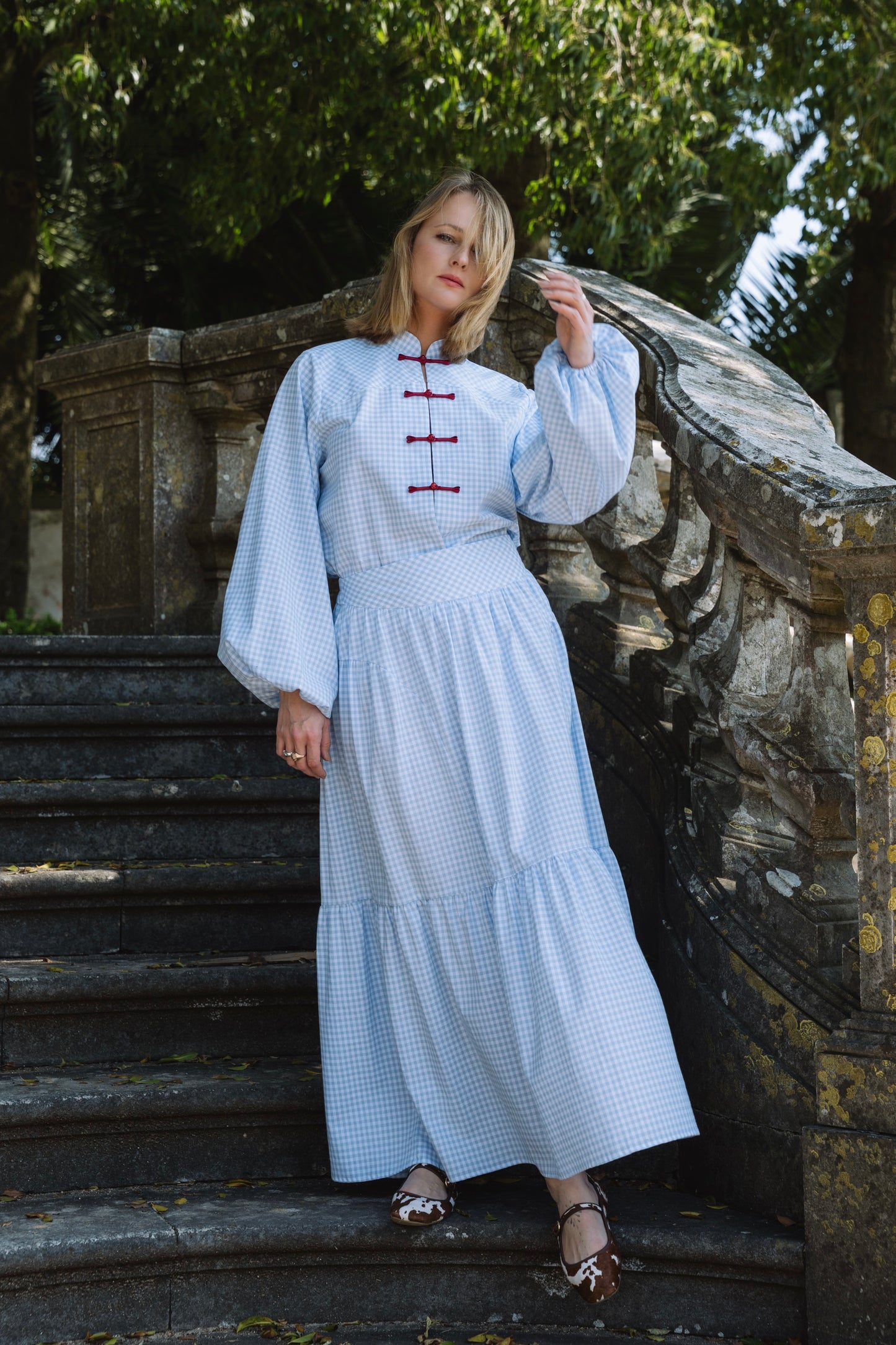 Lotus Baby Blue Vichy Skirt