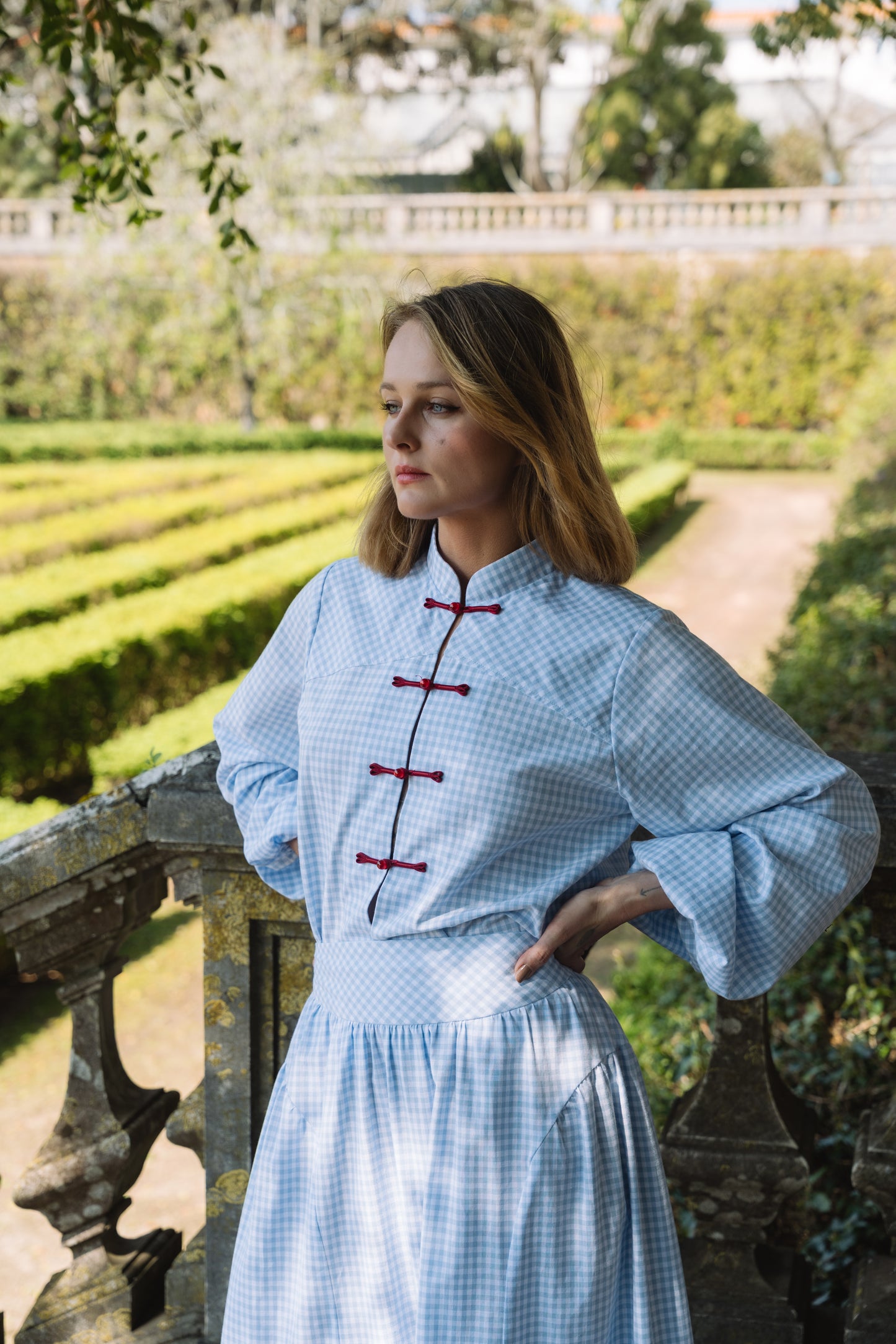 Lotus Baby Blue Vichy Blouse