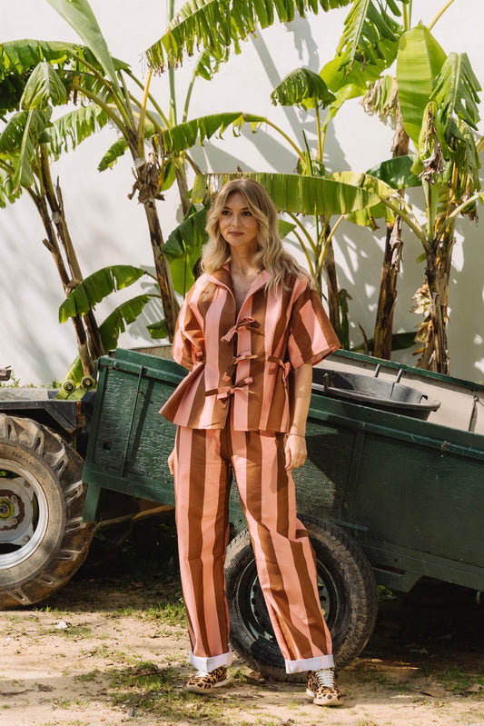 Stellar Stripes Caramel & Peach Trousers