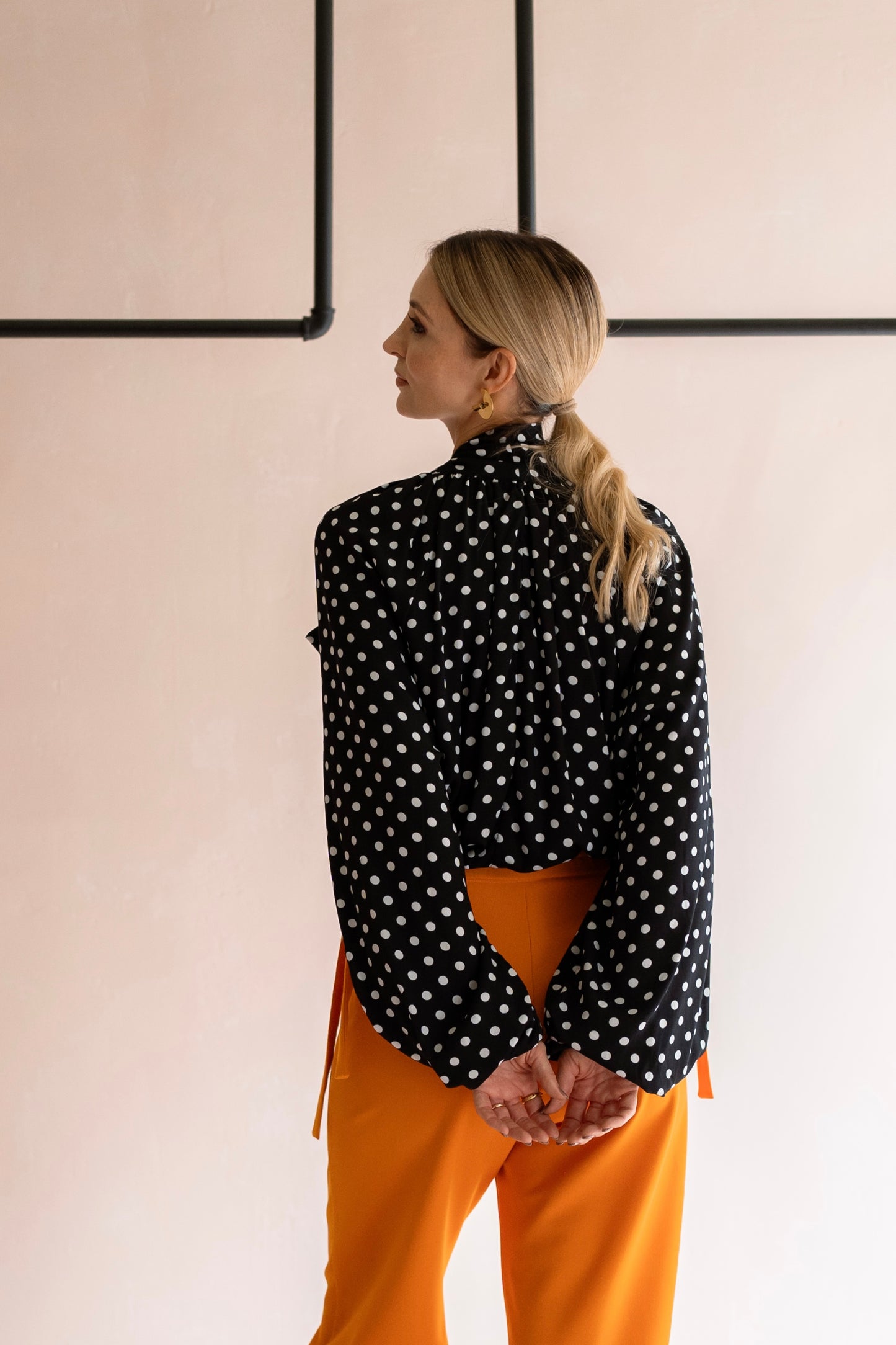 Sunday Polkadots Black & Cream Blouse