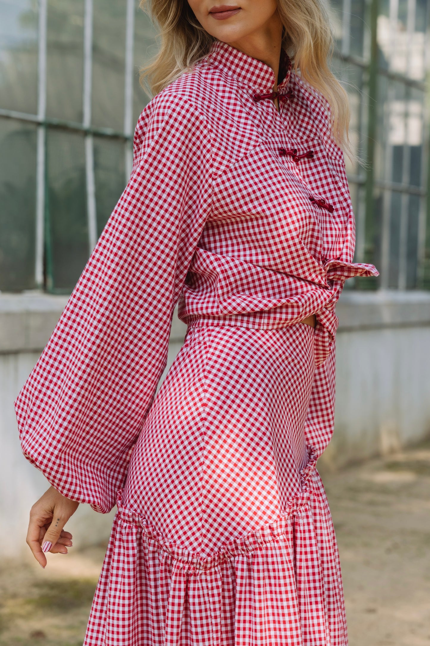 Lotus Red Vichy Blouse